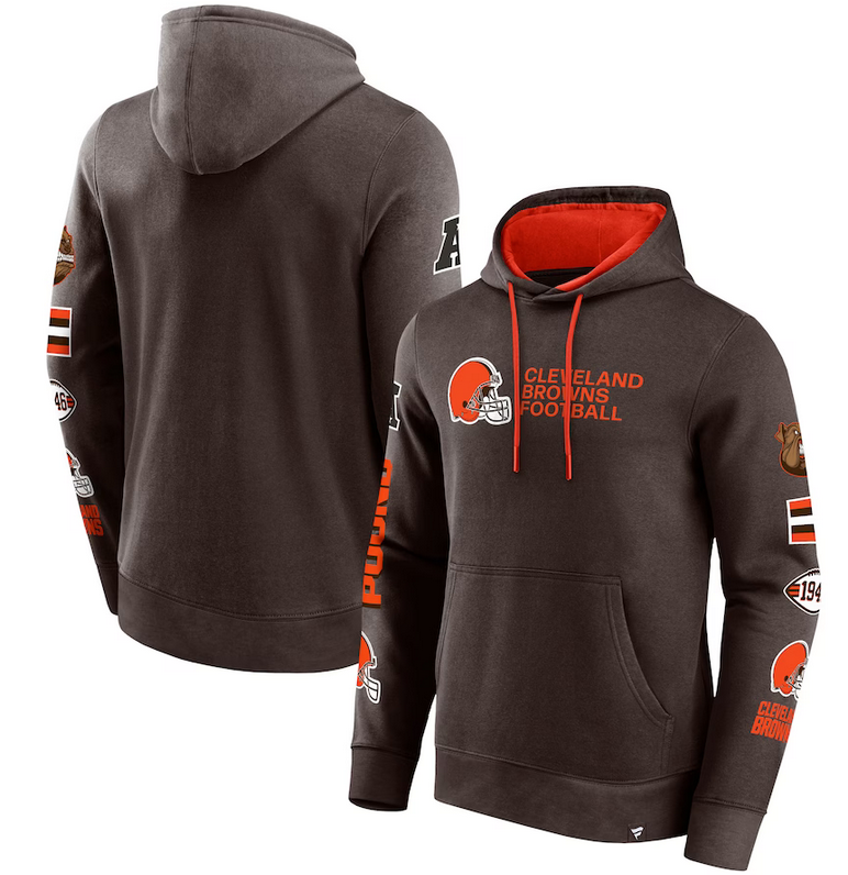Men's Cleveland Browns Brown Extra Innings Stitched Logo Pullover Hoodie